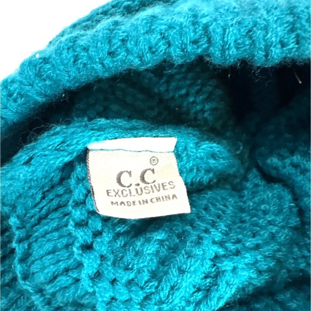 C.C Exclusives Ribbed Knit Beanie Hat Acrylic Warm Winter Cap Teal - Picture 3 of 3